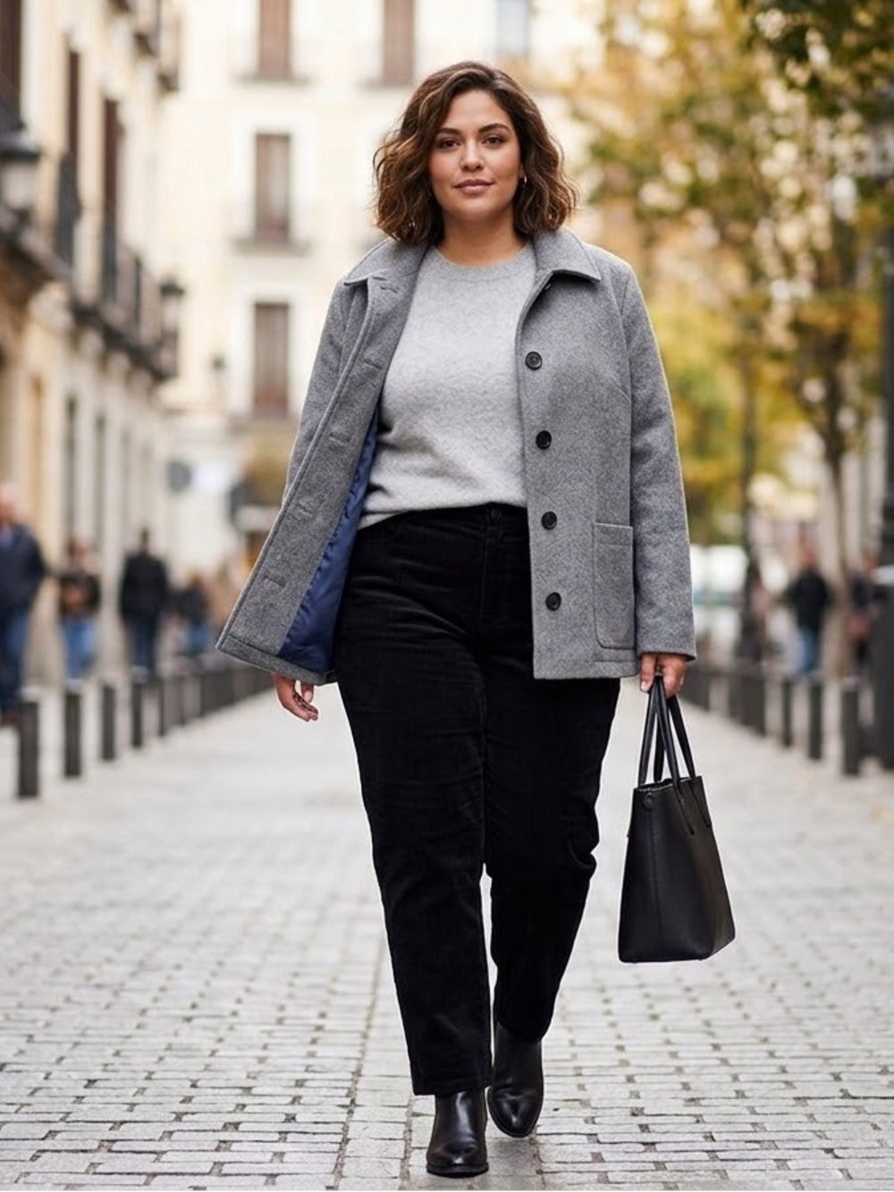 Lands' End Women's Gray Wool Pea Coat